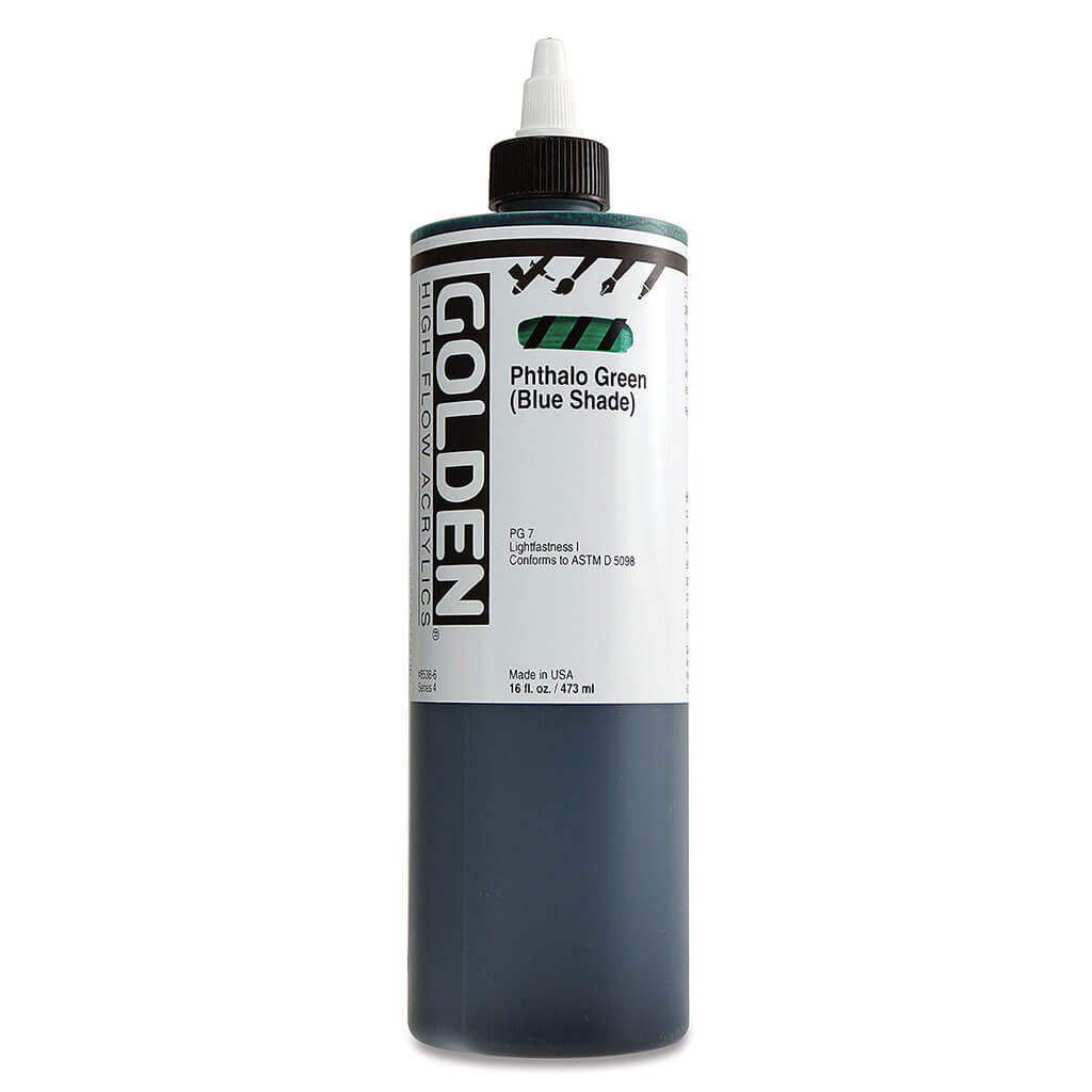 High Flow Acrylics Bottles 16oz Phthalo Green (Blue Shade)