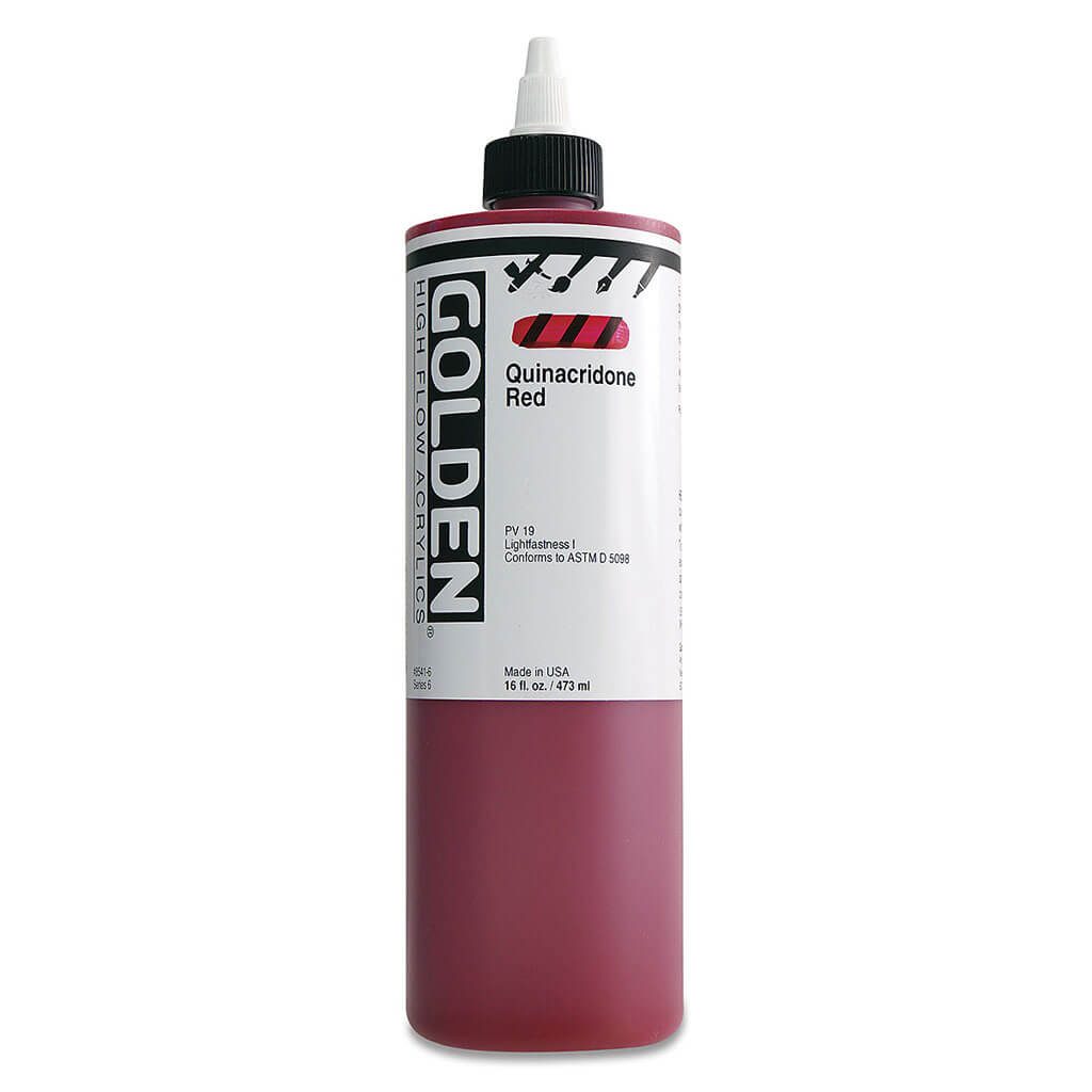 High Flow Acrylics Bottles 16oz Quinacridone Red