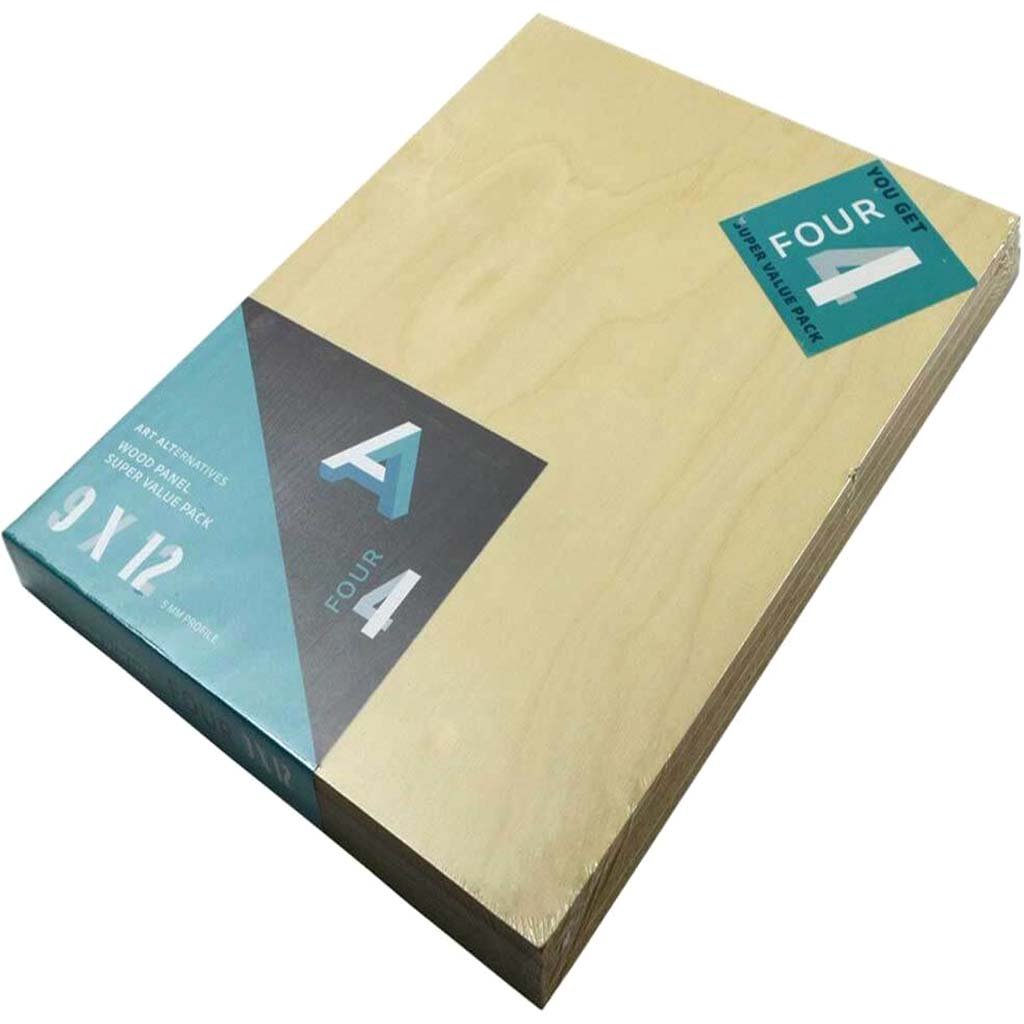 Wood Panel Super Value Packs Uncradled 9in x 12in 4pk