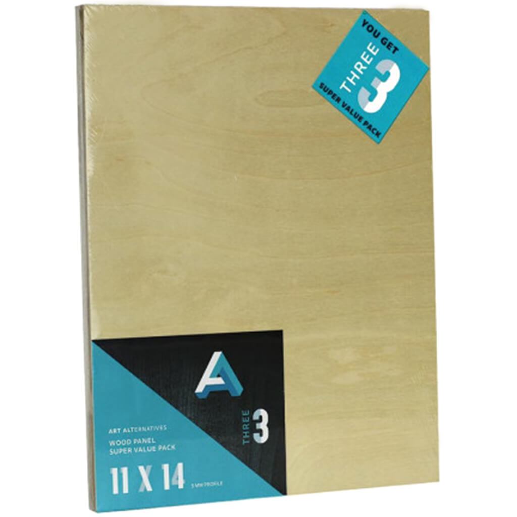 Wood Panel Super Value Packs Uncradled 11in x 14in 3pk