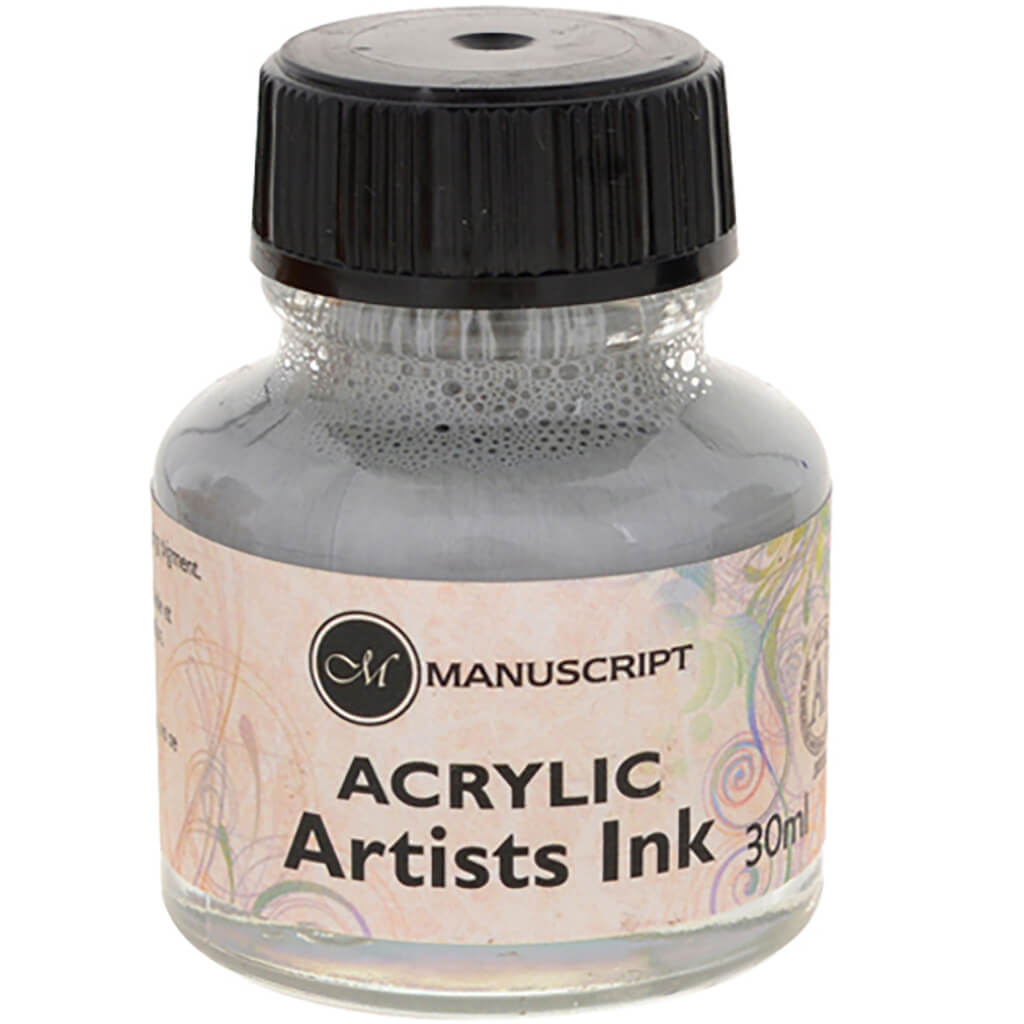 Manuscript Dip Pen Acrylic Artists Ink 30ml Silver
