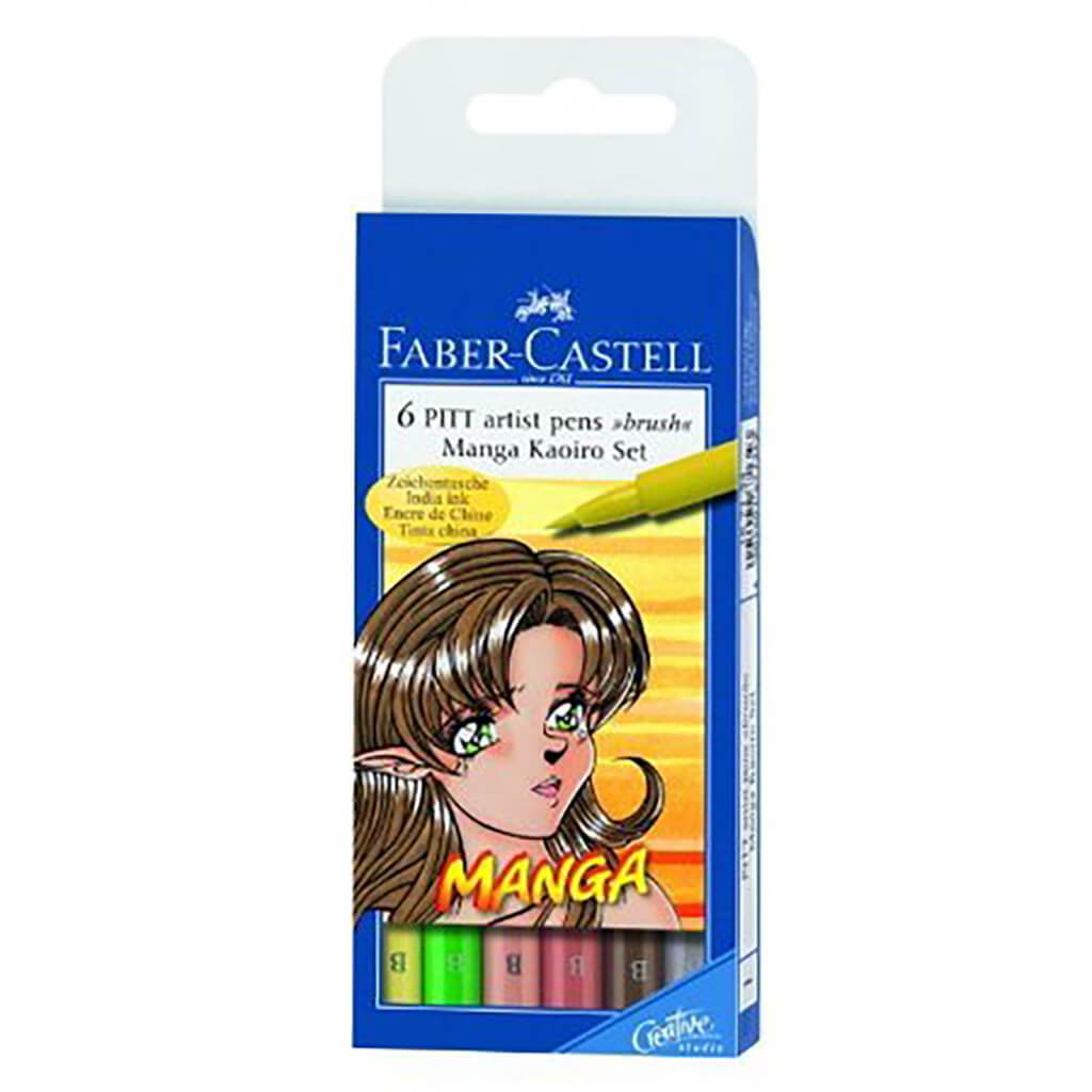 FABER CASTELL Artist Brush Pens Set of 6 Manga Kaoiro