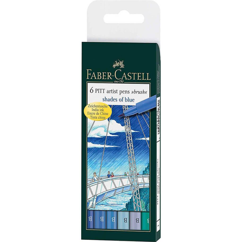 Faber Castell Artist Pens Set of 6 Shades of Blue