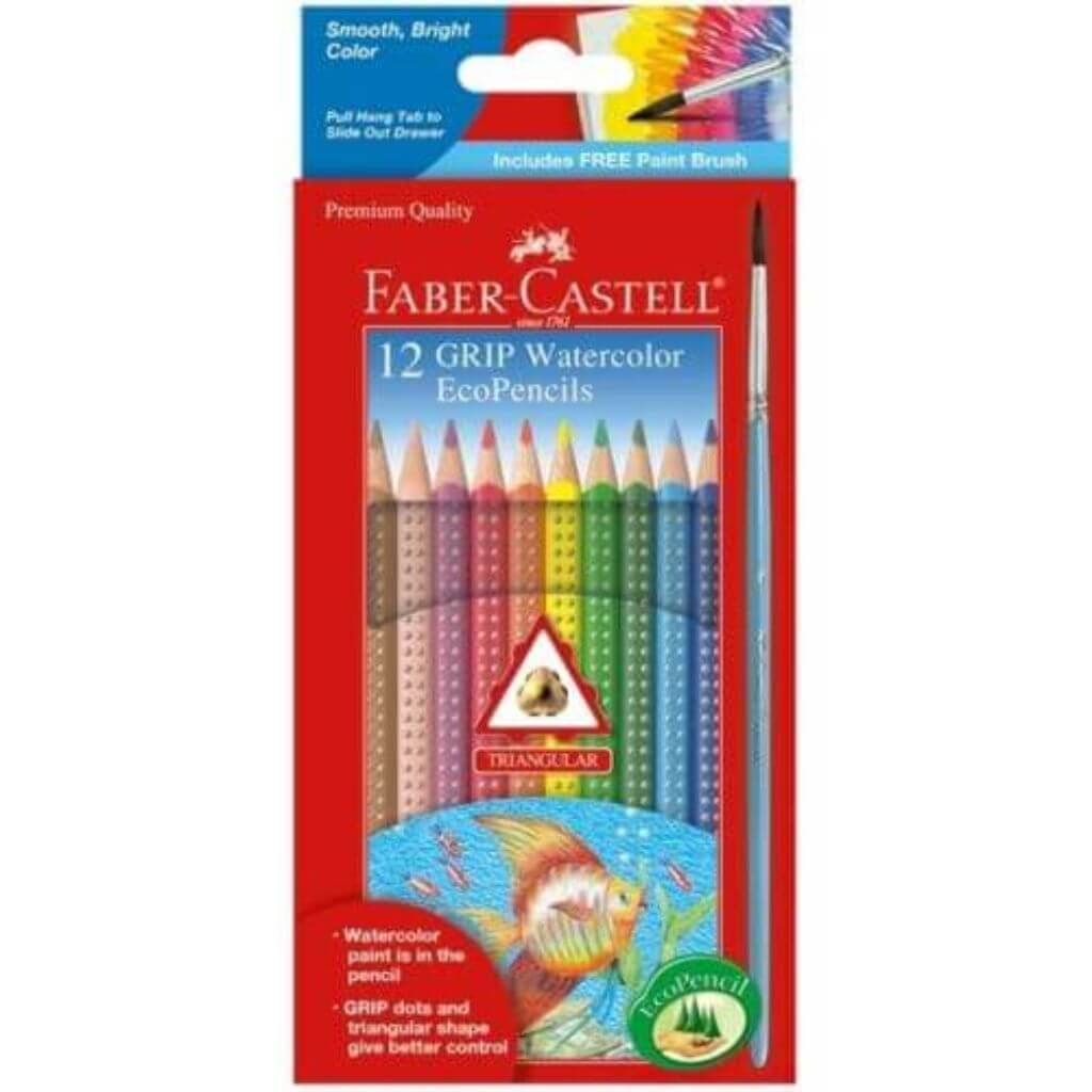 FABER CASTELL Grip Watercolor Eco Pencil Assorted Colors Set of 12