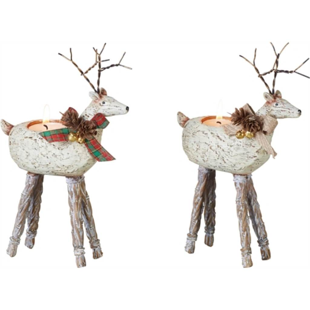 Resin Reindeer Tea Light Holder 