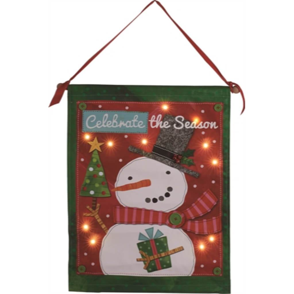 Canvas LED Snowman Banner 