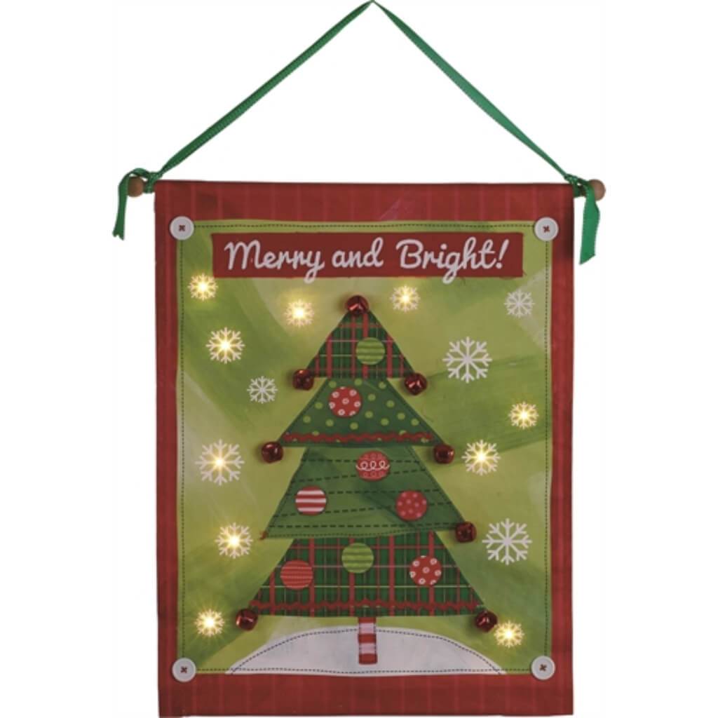 Canvas Led &quot;Merry Bright&quot; Banner 