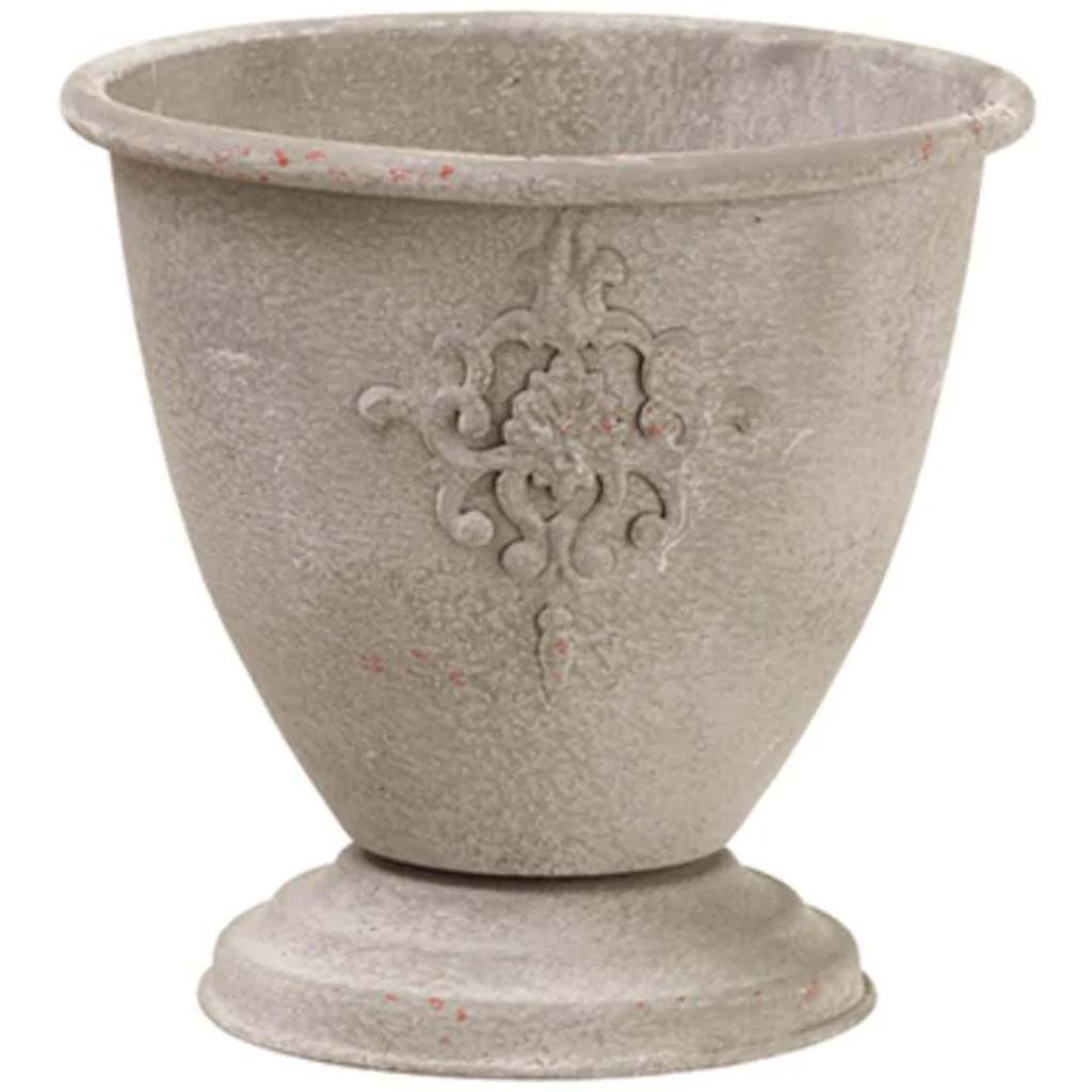 Metal Pot Gray Whitewashed 6.9in x 7in