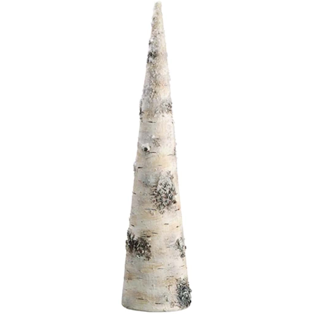 Snowy Faux Birch Cone Topiary 