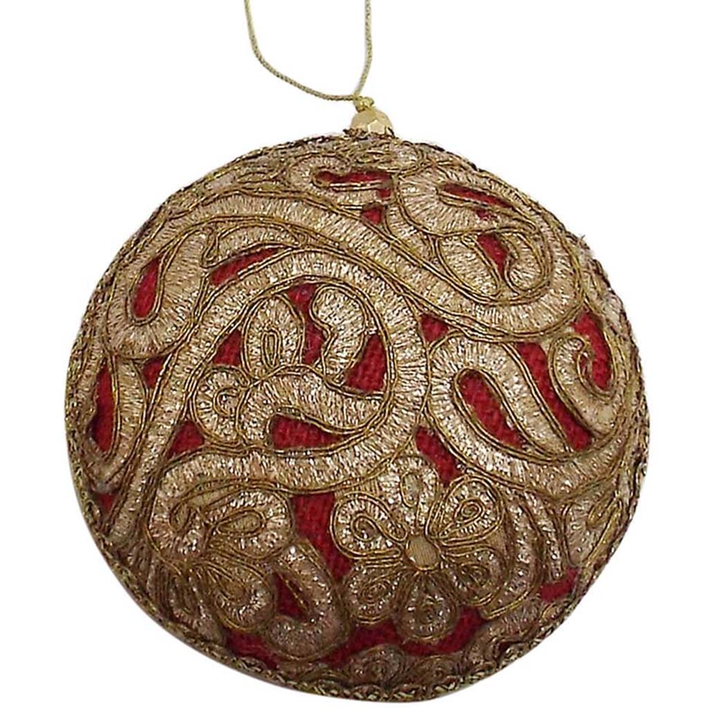 Lace Zari Flat Ball Ornament 