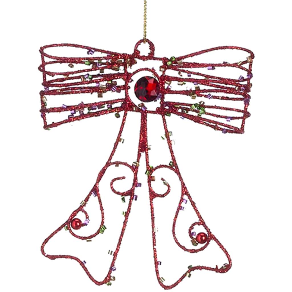 Glitter Wire Bow Tie Ornament 