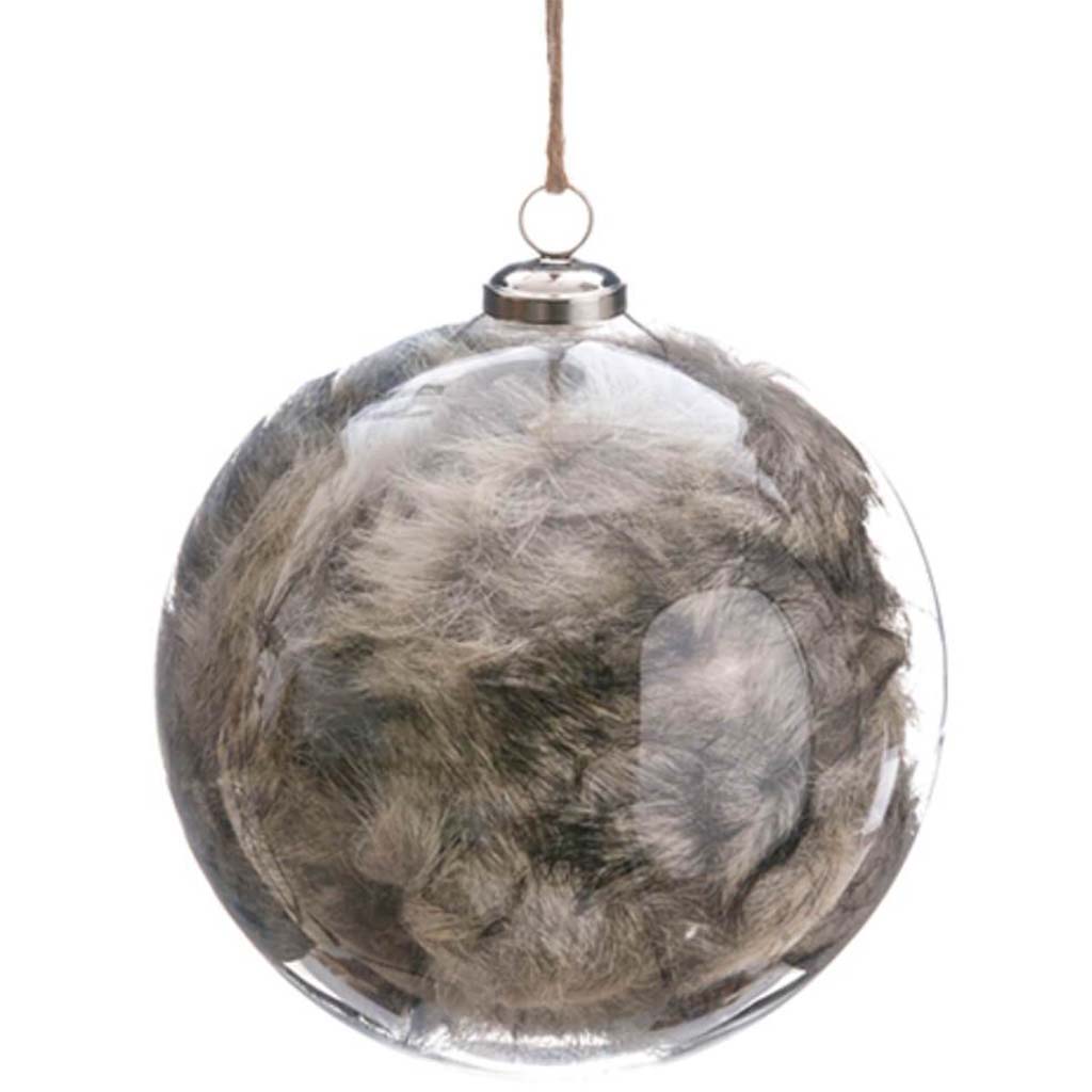 Glass Ball Ornament with Fur 