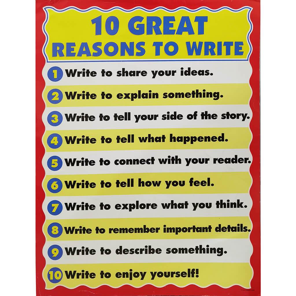 10 Great Reasons To Write Chart