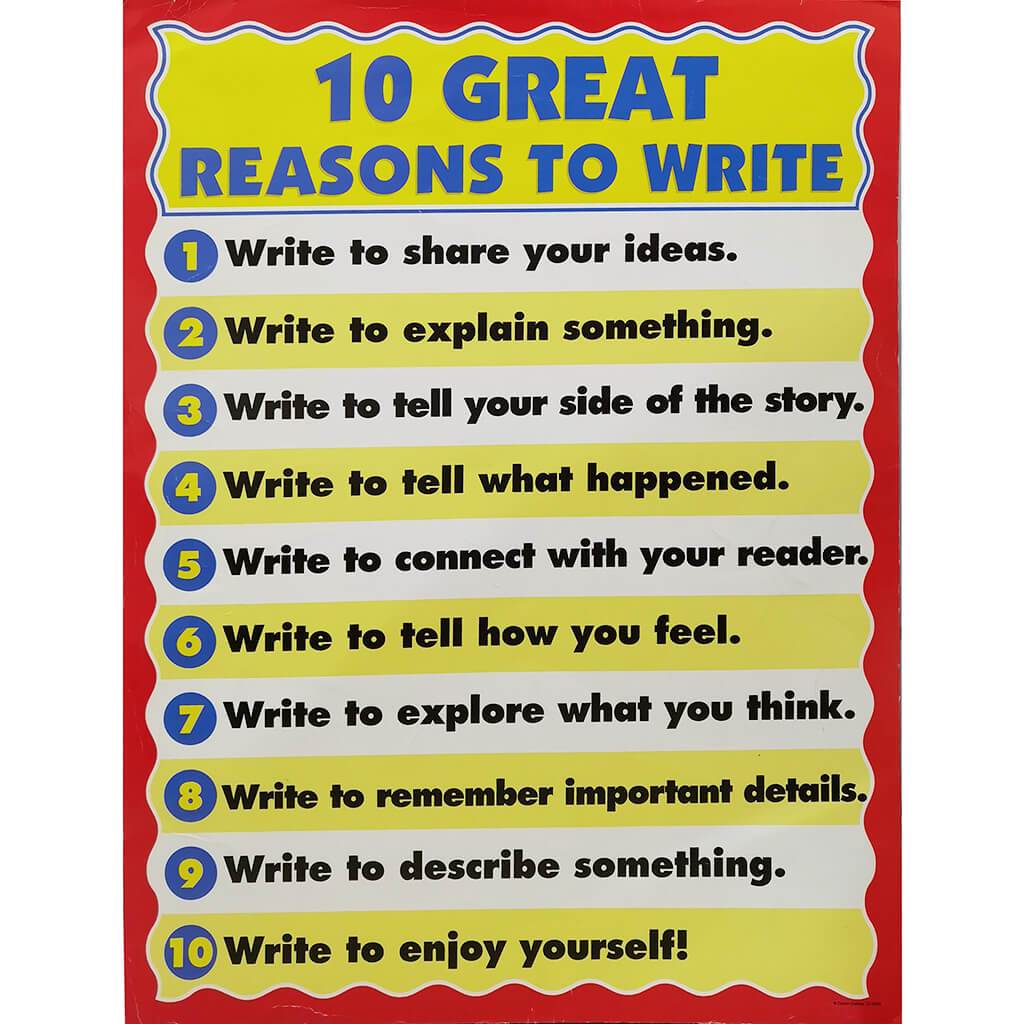10 Great Reasons To Write Chart