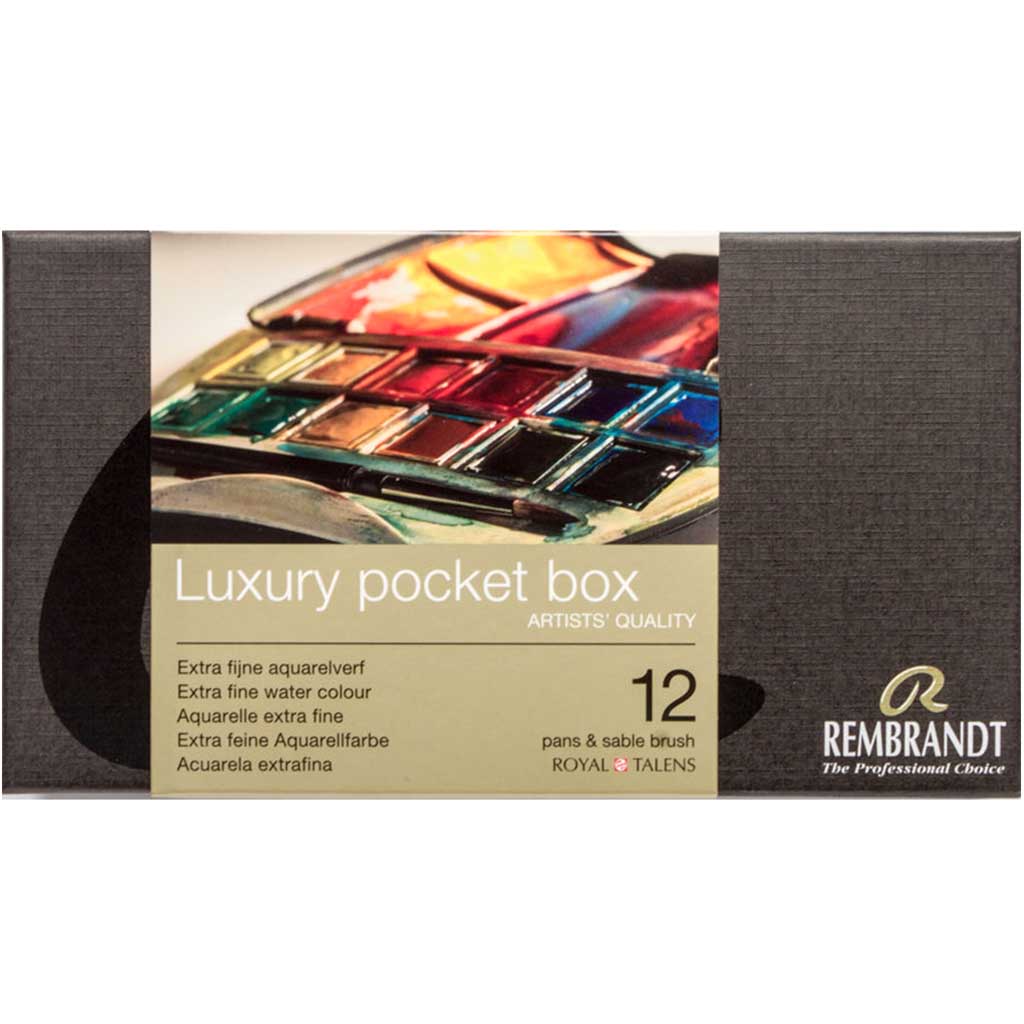 Watercolour Pocket Set Half Pans Brush
