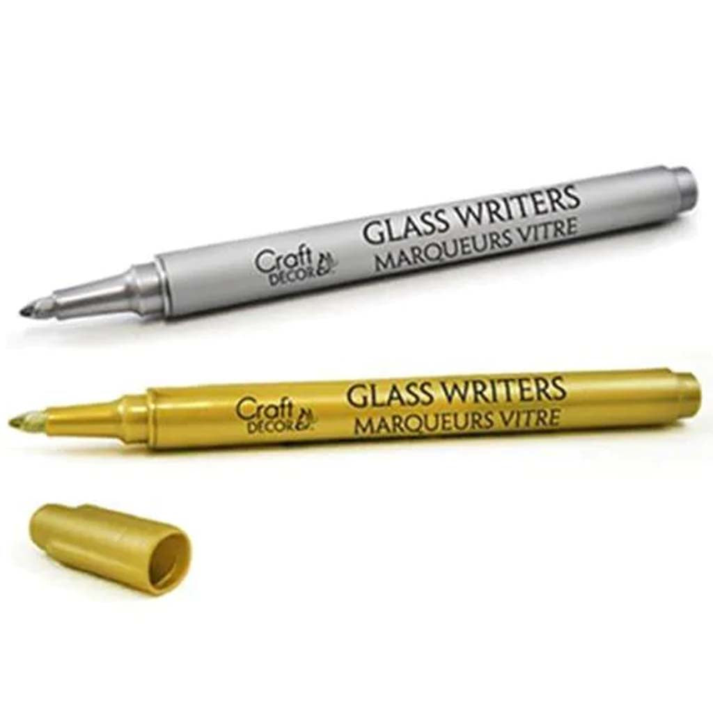 GLASS WRITERS FINE POINT METALLIC 1.2MM GLD,SILV 