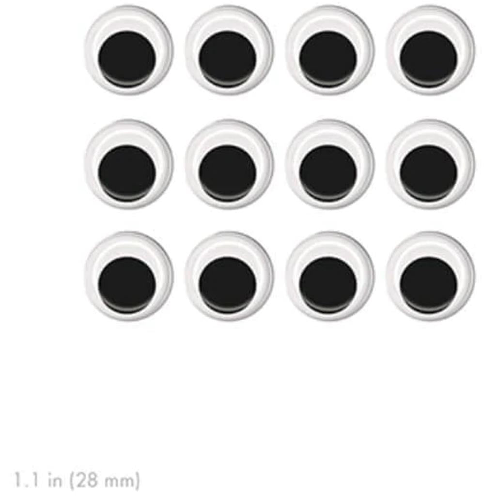 PASTE-ON GOOGLY EYES: ROUND 28MM BLACK 