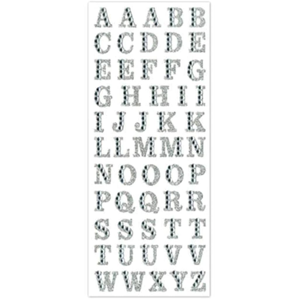 GEMMED GLITTER LETTERS 3.37&quot;X7.87&quot; SILVER 