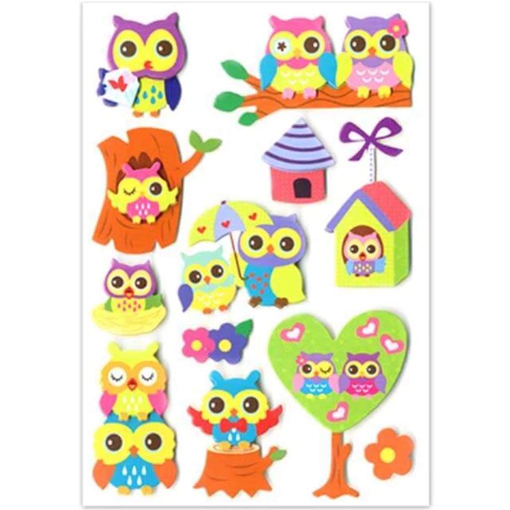 3D HANDCRAFTED CHIPBOARD THEME 4.75&quot;X7.25&quot; OWL FRENZY 