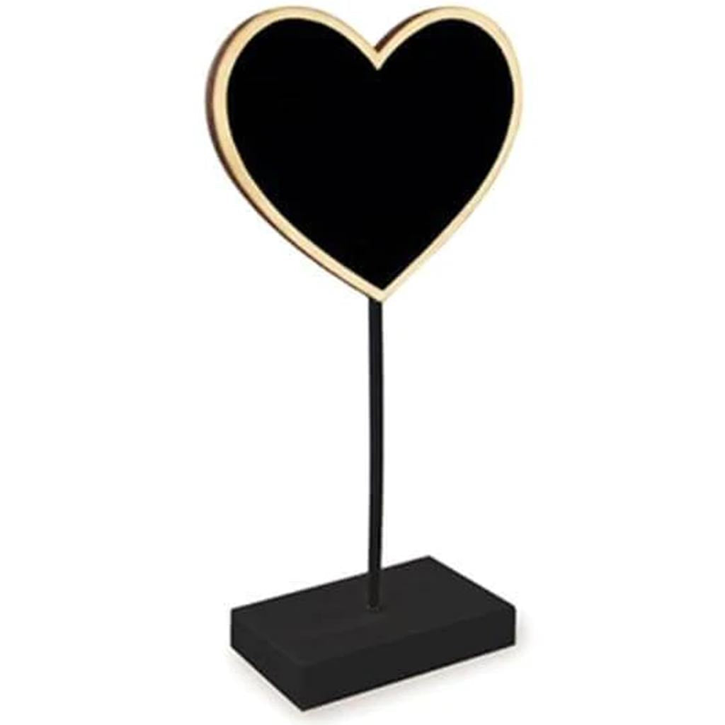 CHALKBOARD CLIP SIGN STAND HEART W/NATURAL EDGE 