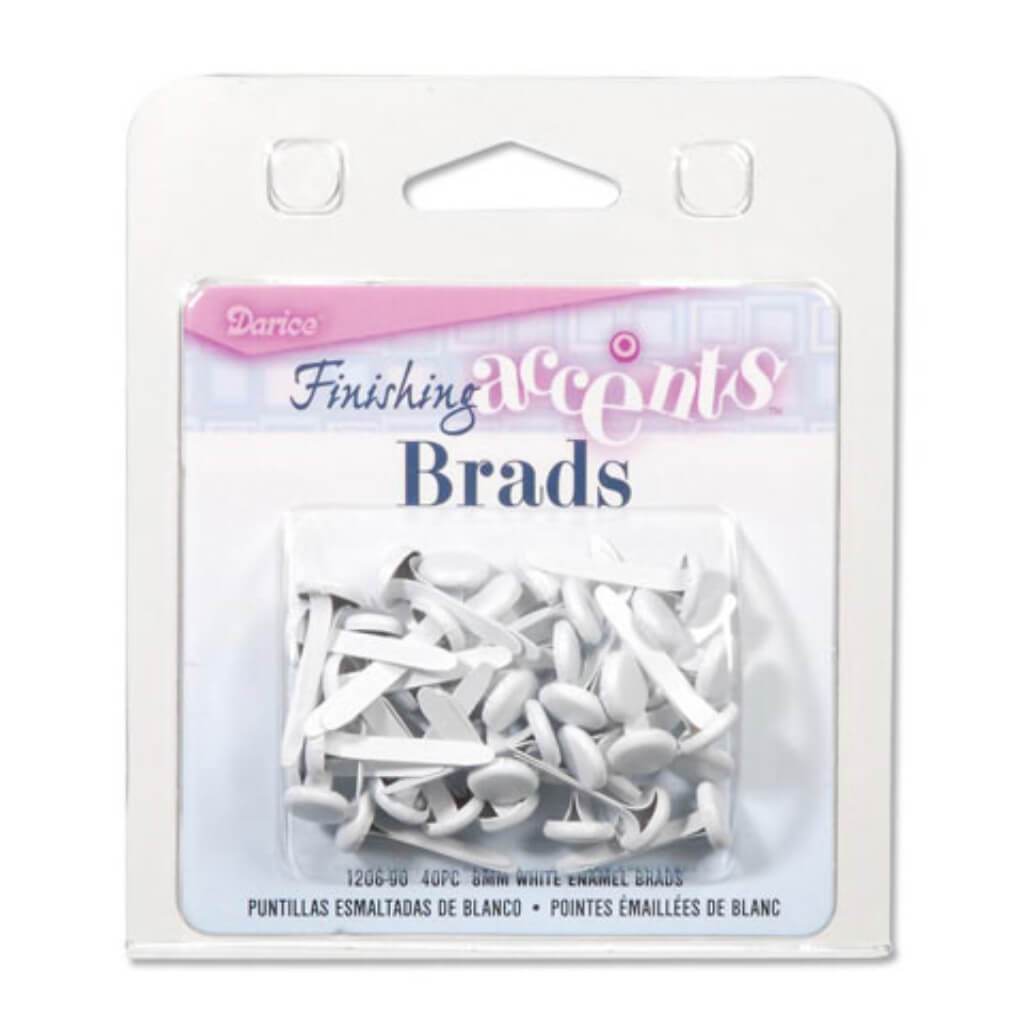 Enamel Brads Number 12 White 8mm 40 pieces 