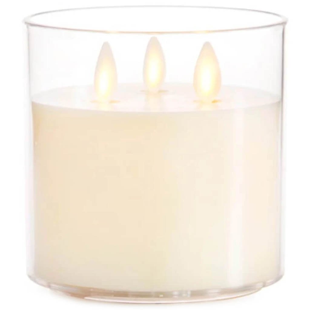 Luminara Flameless Tri-Wick Candle Ivory in Acrylic Jar 