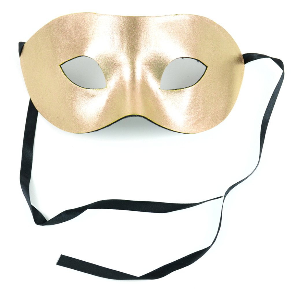 Half Mask Gold W/Black Ribbon Ties 9â€? 