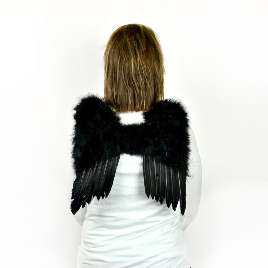 Black Feather Angel Wings And Halo Set 12X14In 