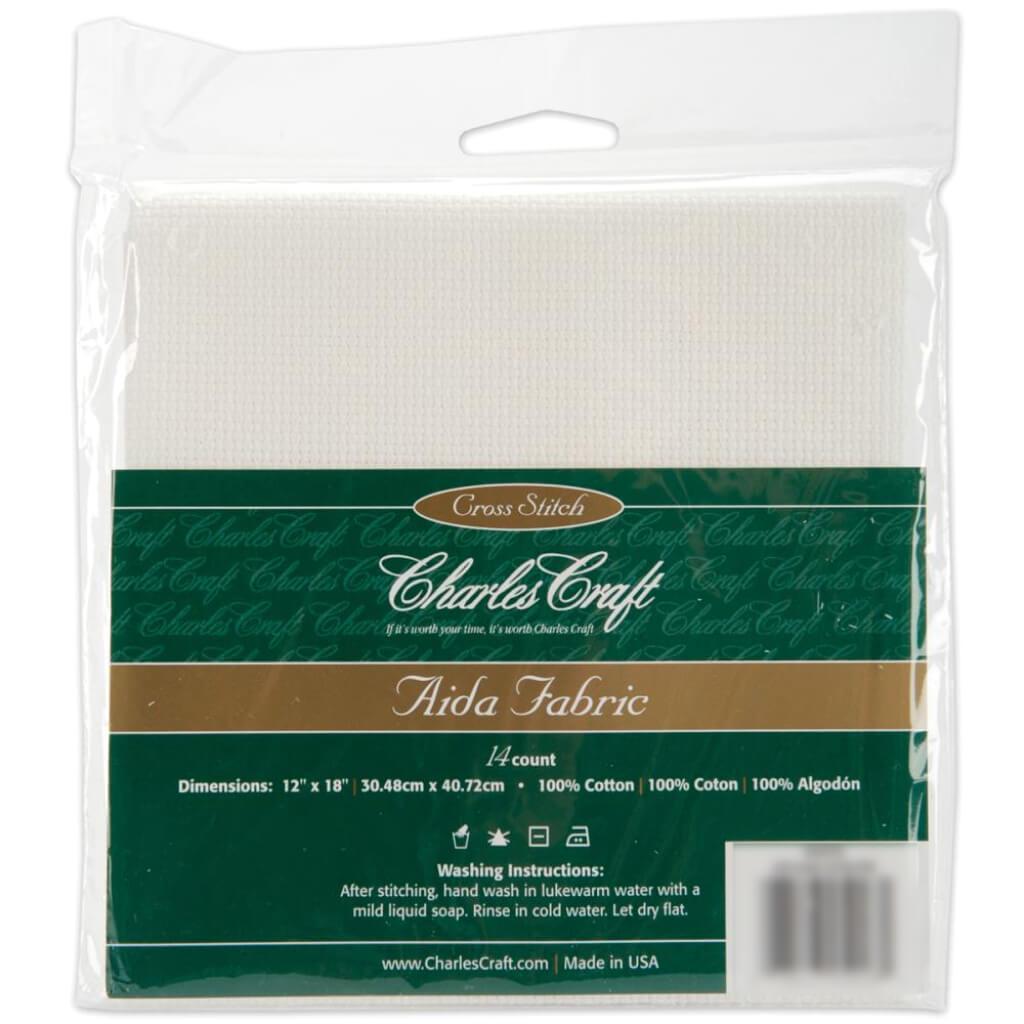 Charles Craft Gold Standard Aida 14 Count 12in x 18in White