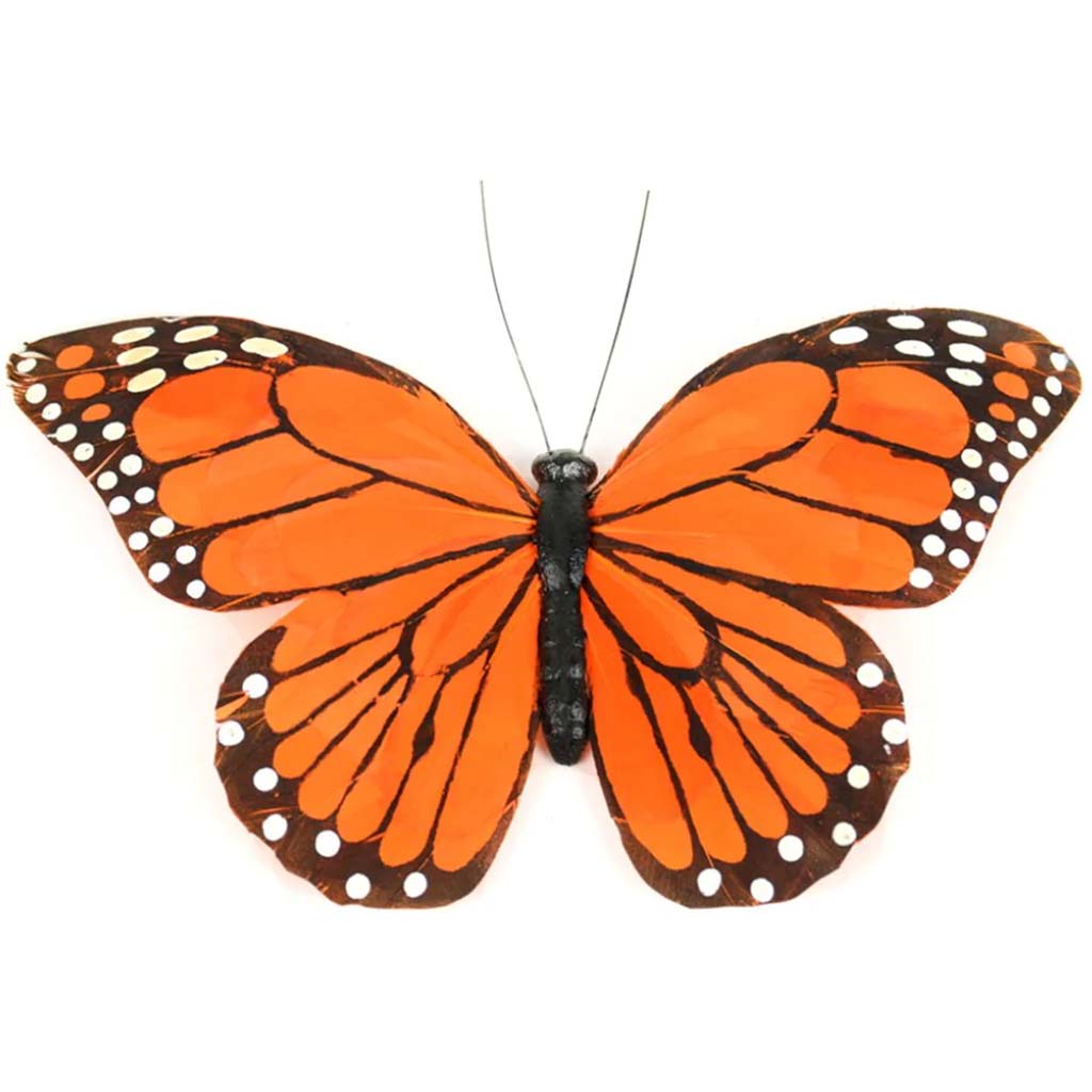 Orange Monarch Butterfly W/Clip 8.25in 