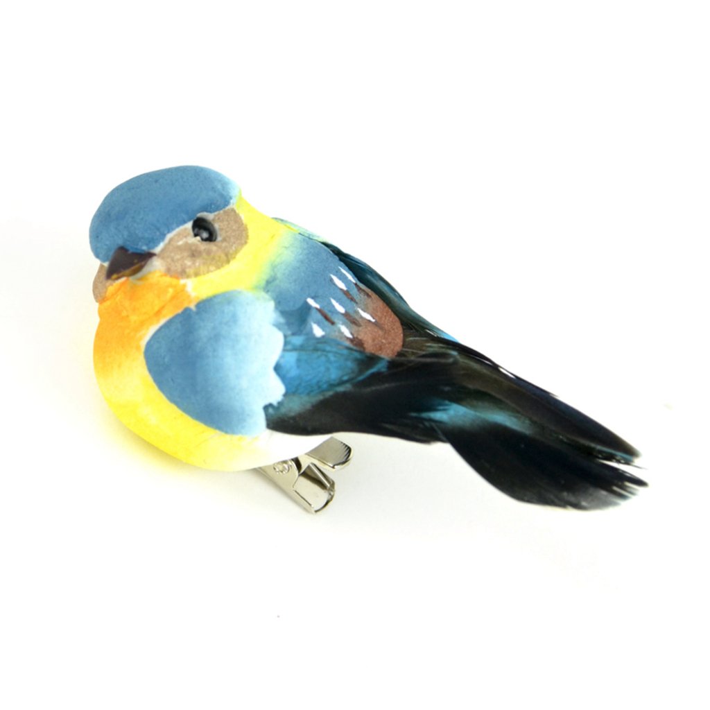 Blue W/Yellow Belly Bird On Clip 3In 