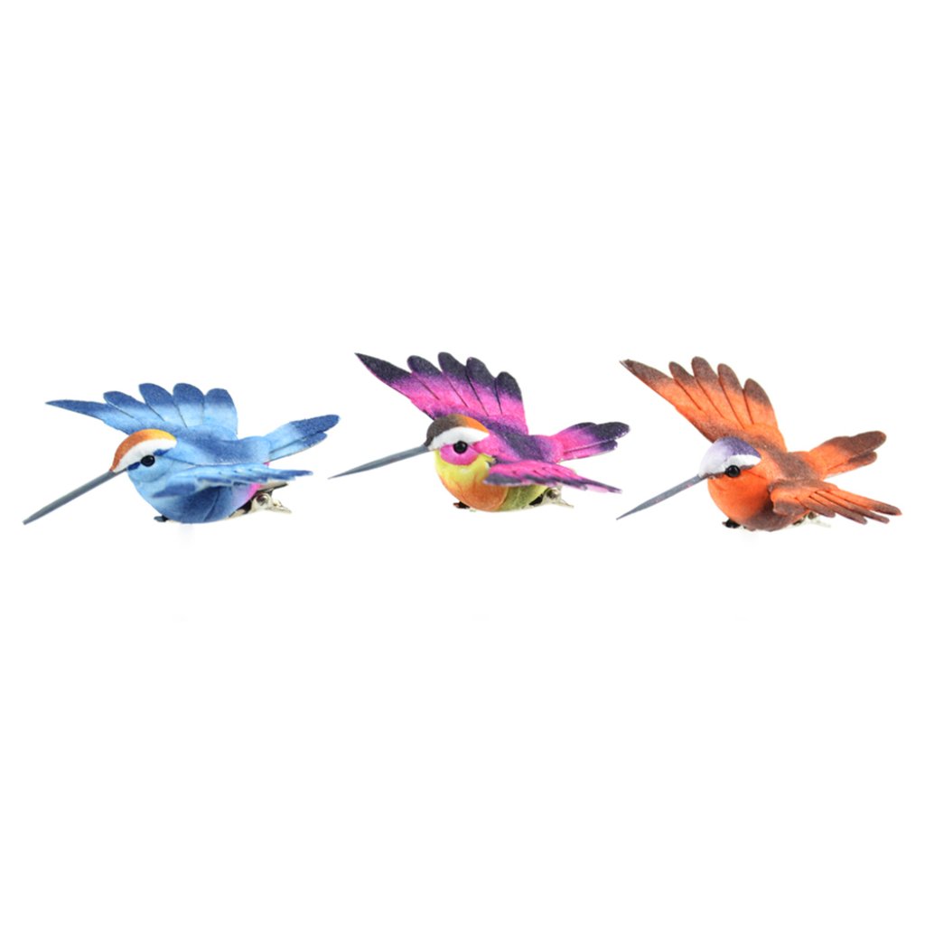 Open Wing Hummingbird Assortment On Clip 3in 