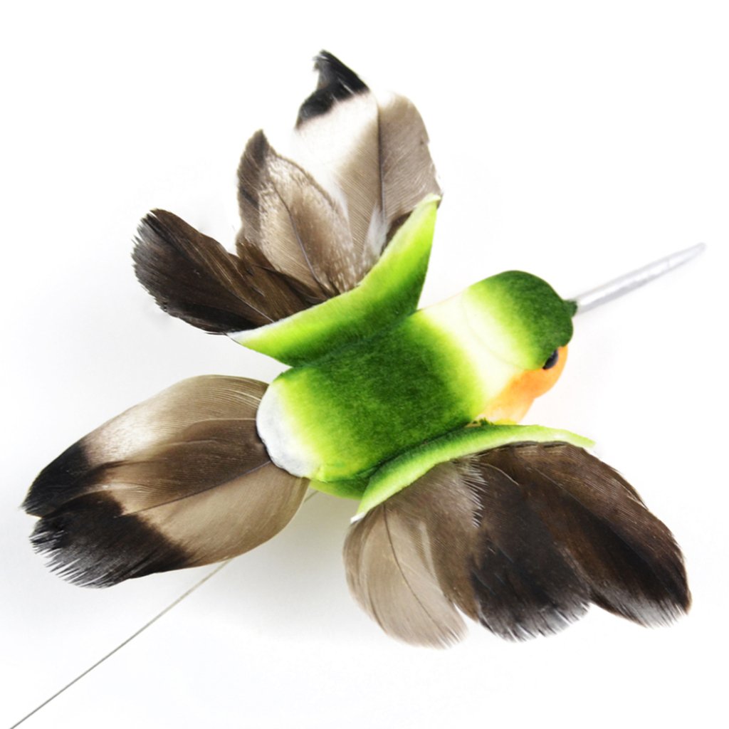 Hummingbird Green/Yellow On Wire 4.25in 