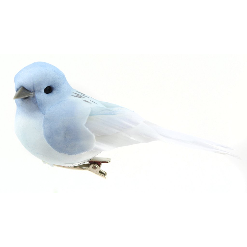 Light Blue Pastel Natural Bird With Clip 4in 