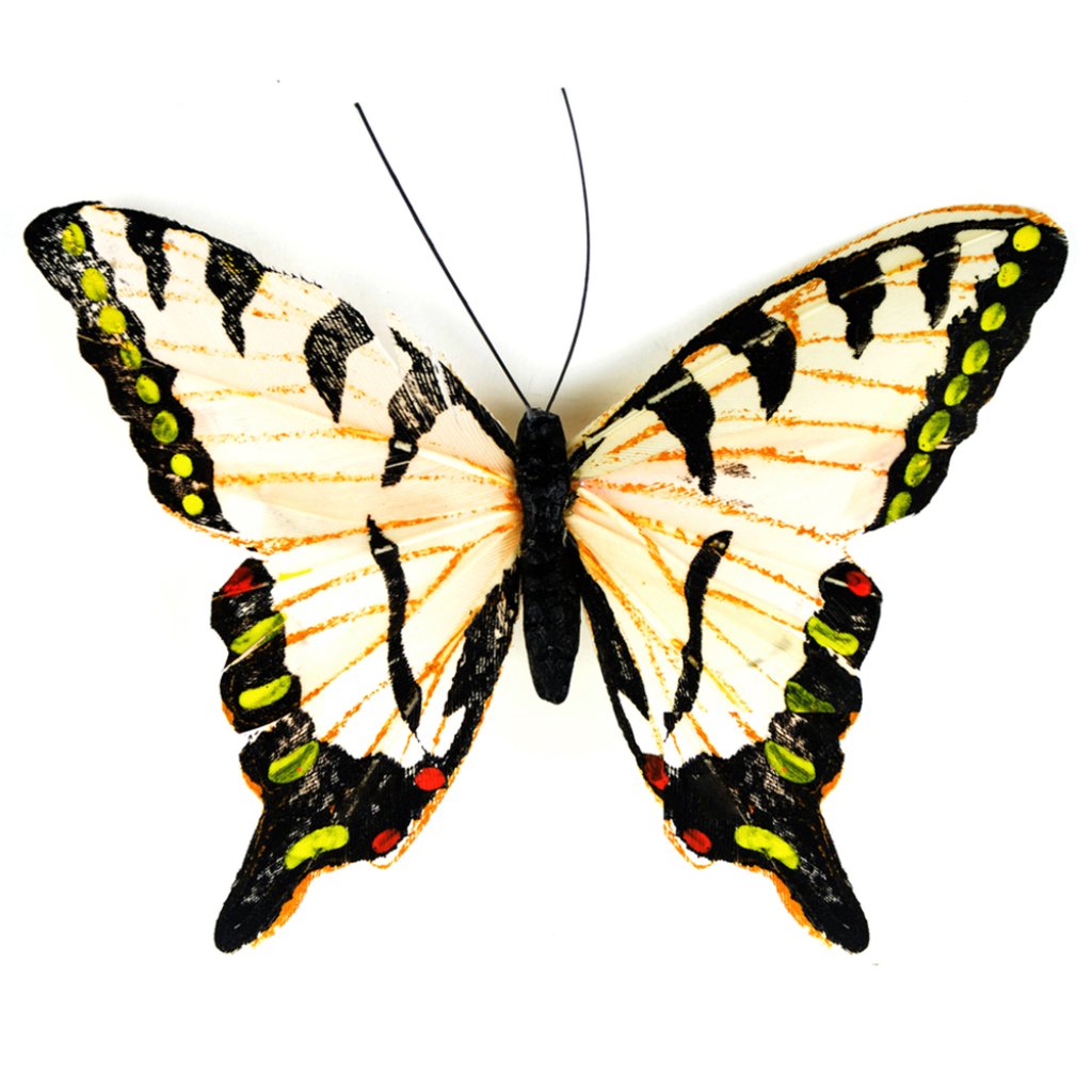 Feather Butterfly Yellow Swallowtail W/Clip 4.5in 