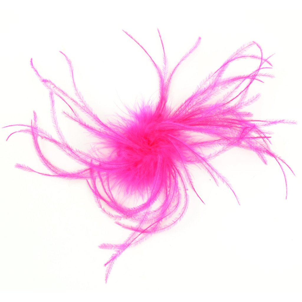 Ostrich/Fluffy Clip 4in Hot Pink 