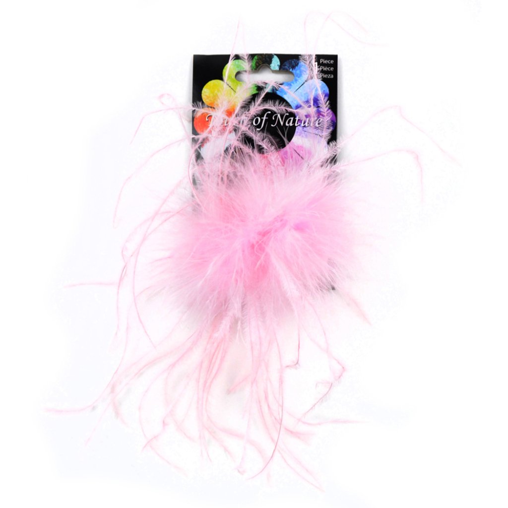 Ostrich/Fluffy Clip Light Pink 4in 