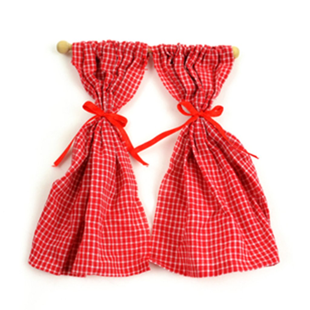 Miniature Red Curtains 6in 