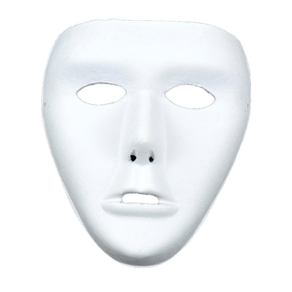 Paper Full Face Mask 7.5X8.25in White W/White Elastic Cord 