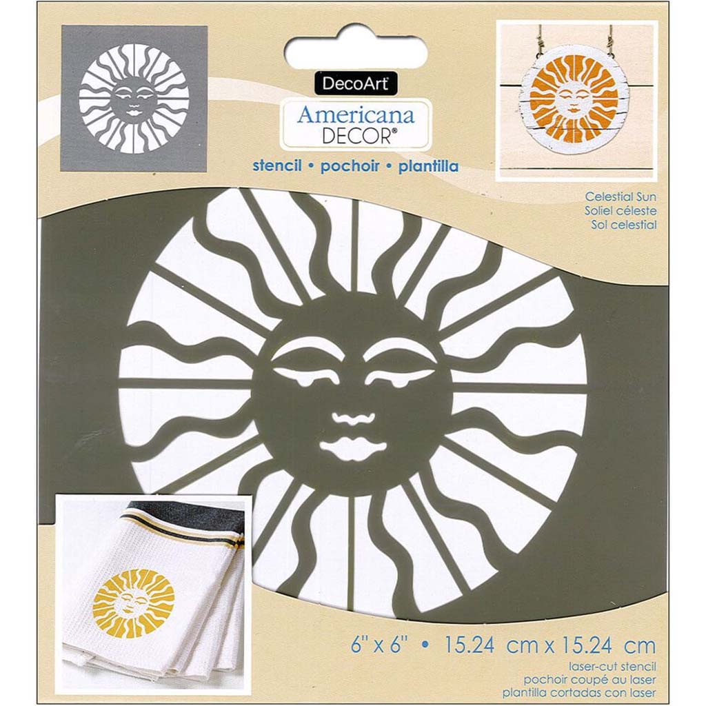 Americana Decor Stencil Celestial Sun 6X6