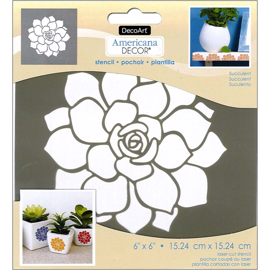 succulent stencil Americana DECOR Stencil Succulent 6X6
