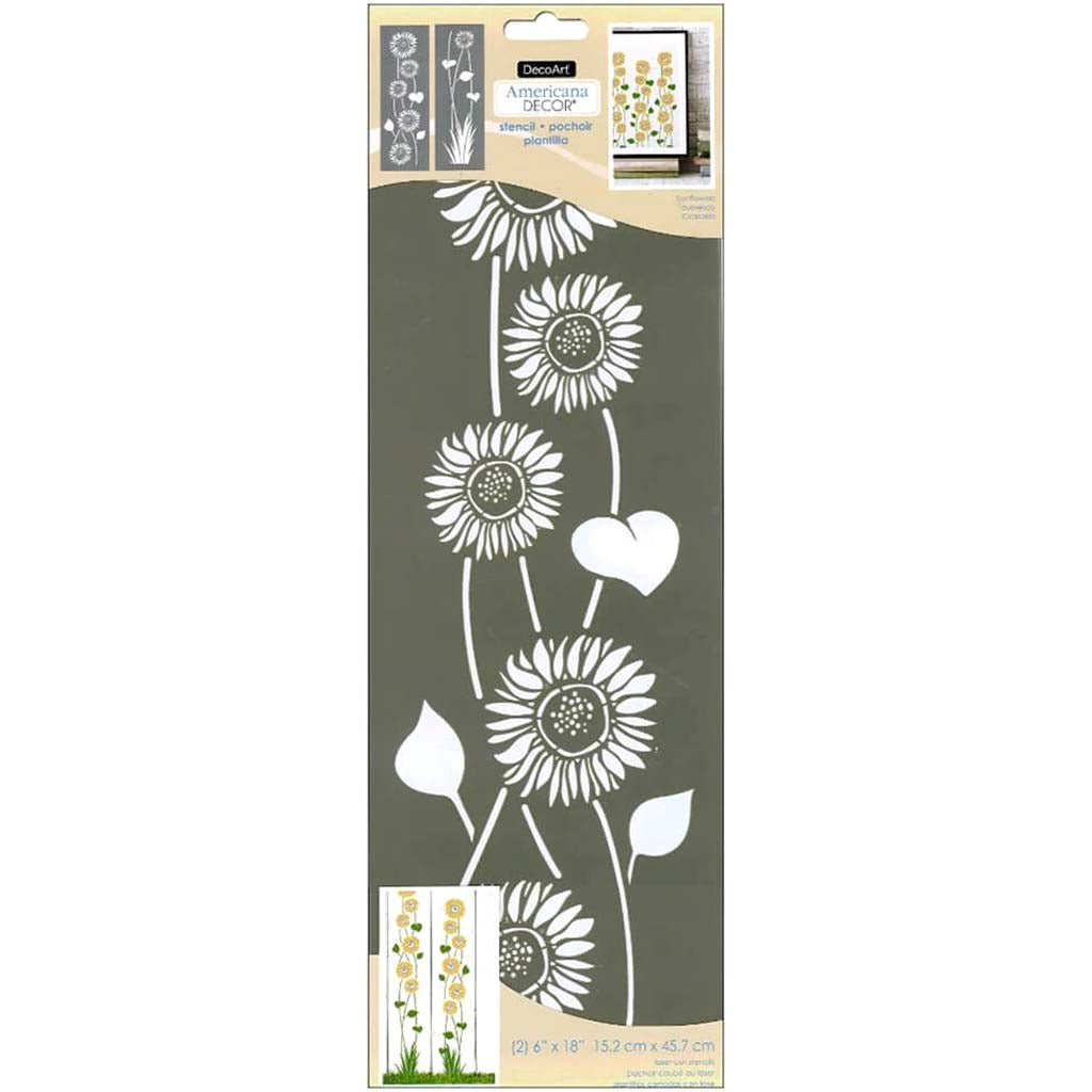 Americana Decor Stencil Sunflowers 6in x 18in