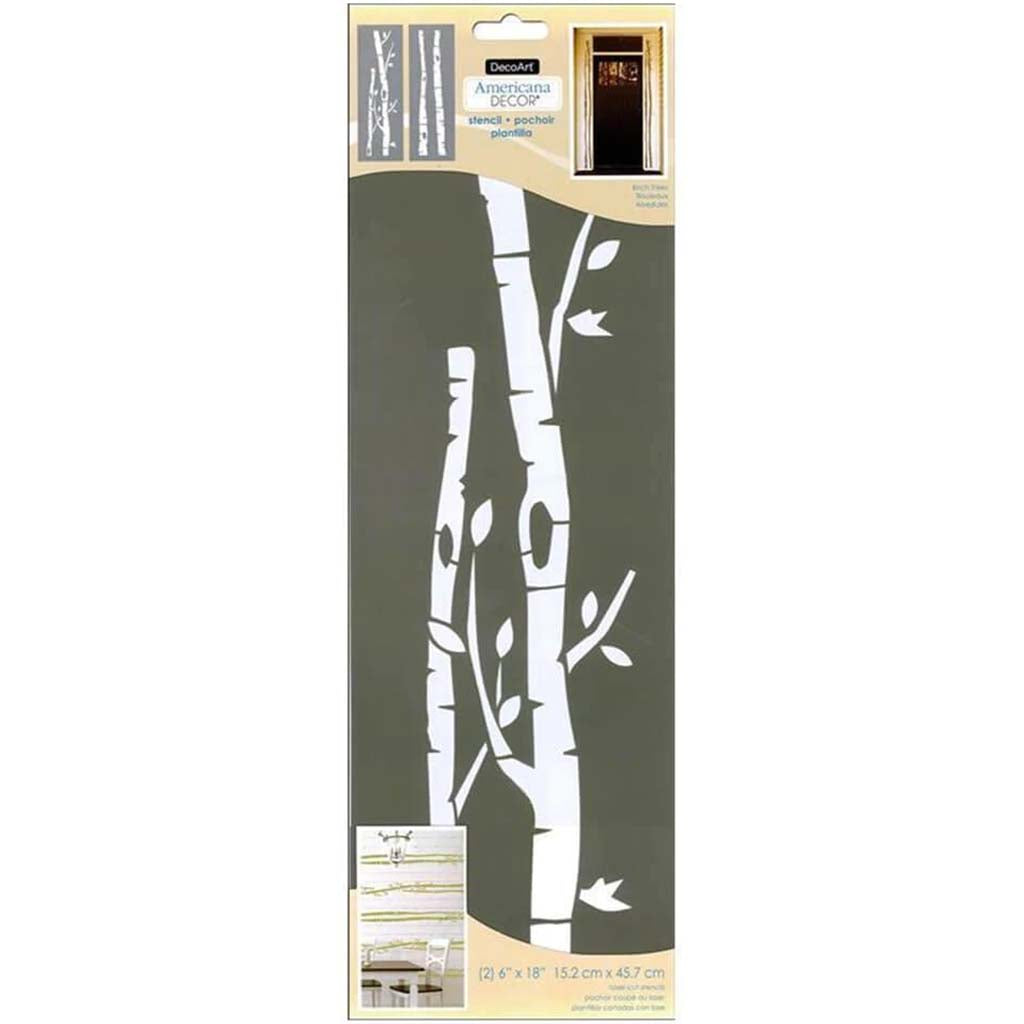 AMERICANA DECOR STENCIL BIRCH TREES 6IN X 18IN
