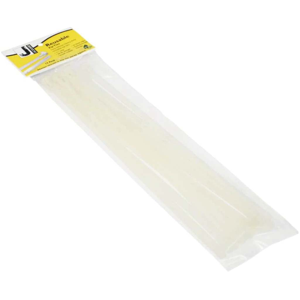 HEAVY DUTY REUSABLE ZIP TIES WHITE 12IN