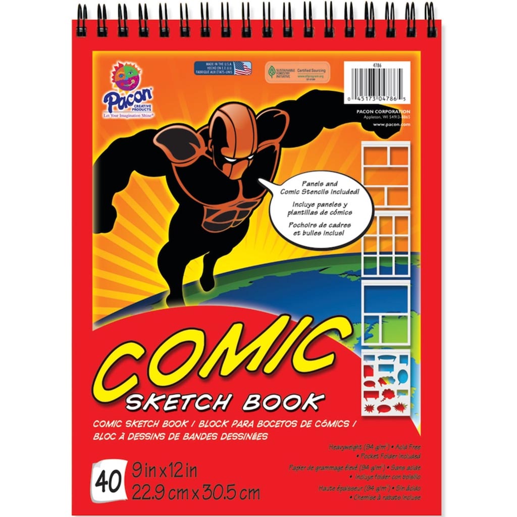 Comic Sketch Book 40 Pages 9in x 12in Pad