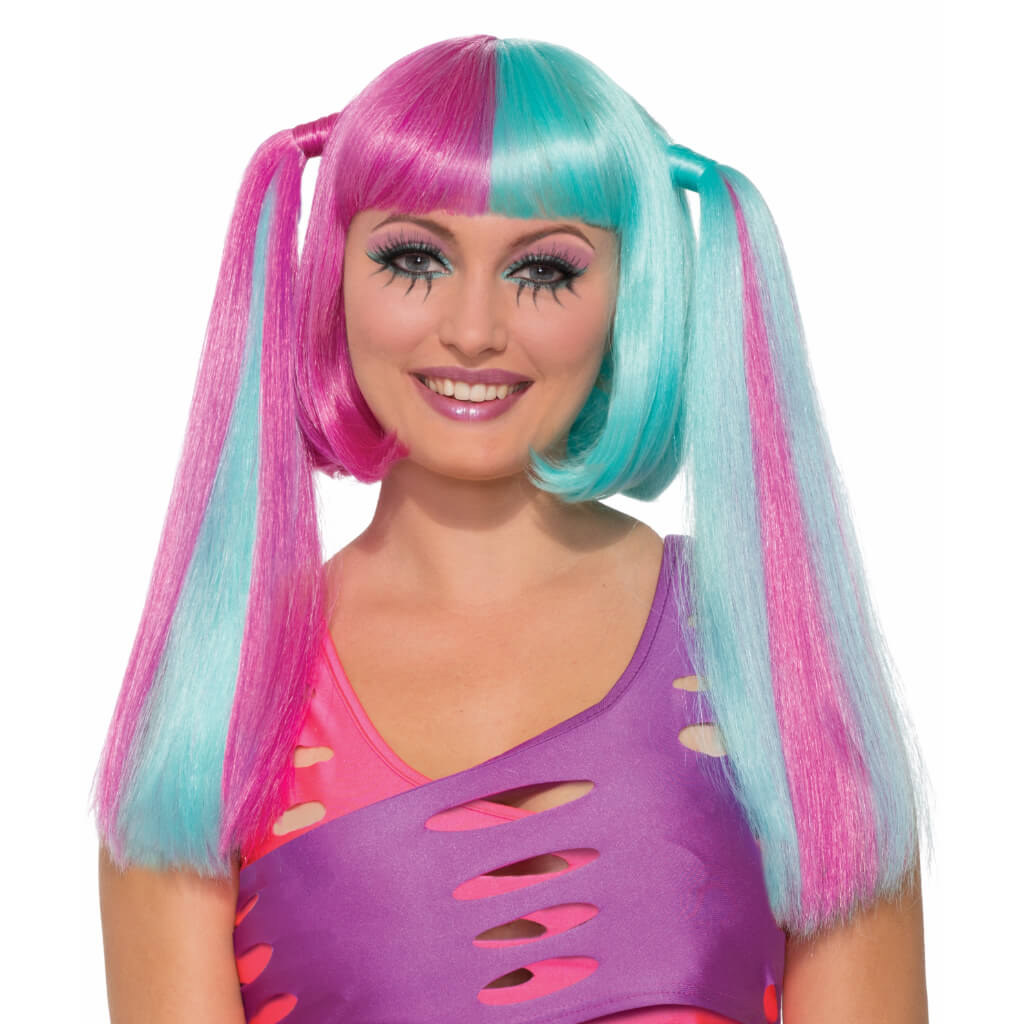 Cotton Candy Pigtail Adult Wig