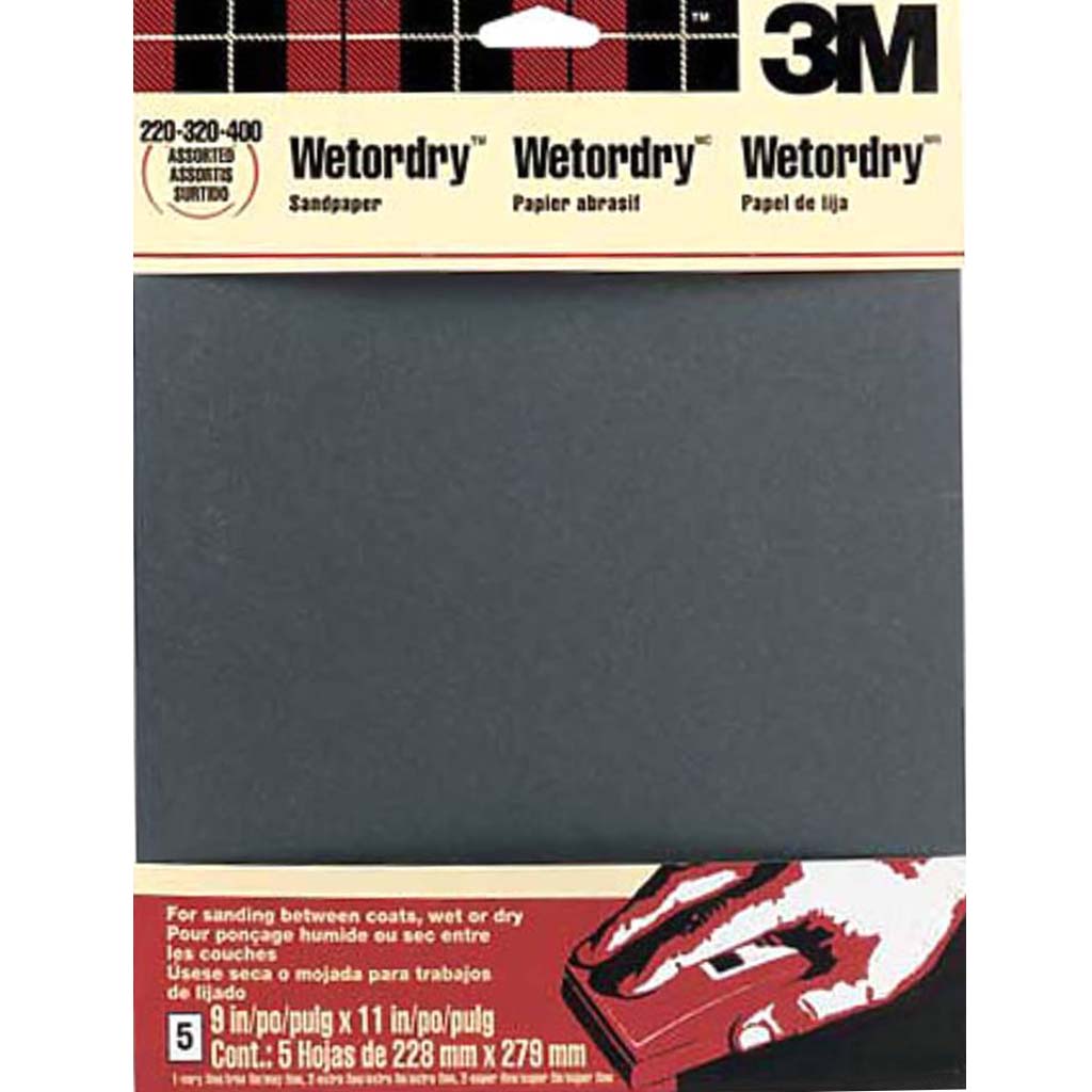 Sandpaper Wet Dry Assorted 5 sheets  9 x 11in