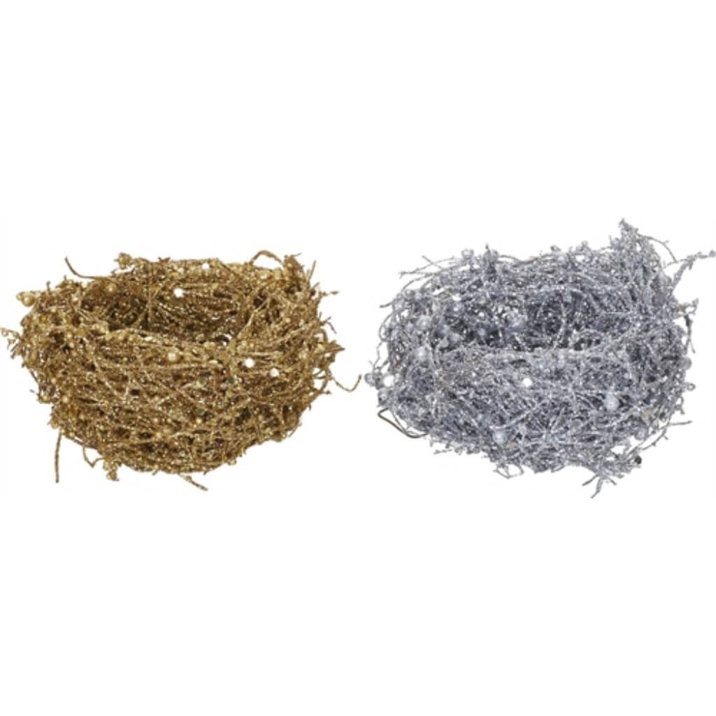 Sm Twig Glitter Bird Nest 2 Asst 