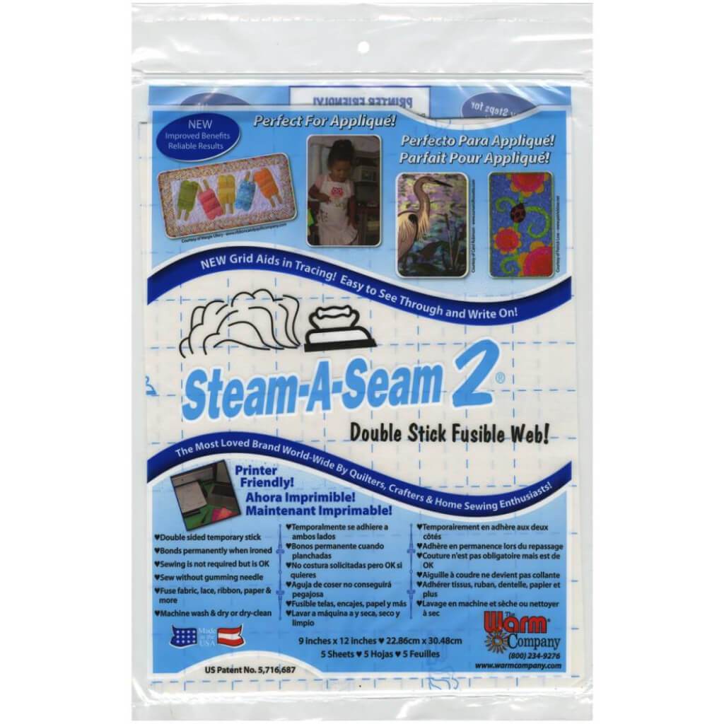 Warm Company Steam-A-Seam 2 Fusible Web 9in x 12in 5/Pkg