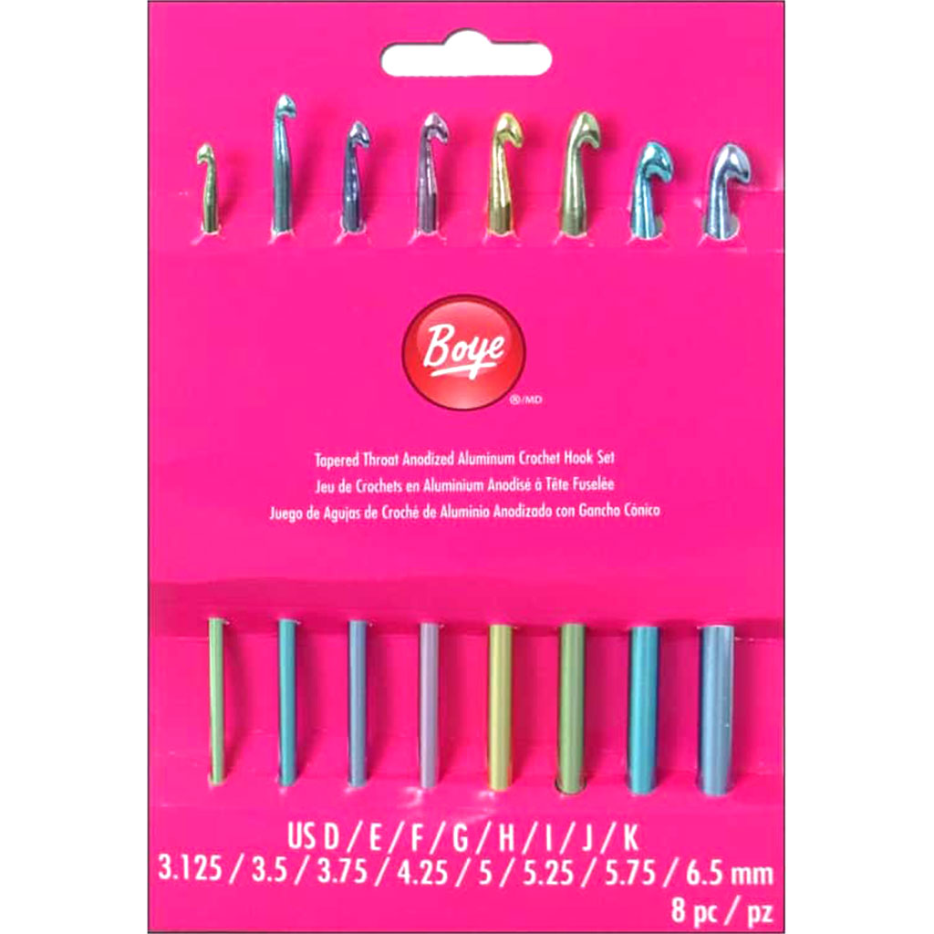 Crochet Hook Set 8 pc. Aluminum Size D-K